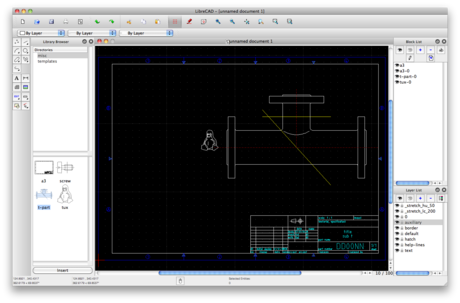 Screenshot of LibreCAD in working